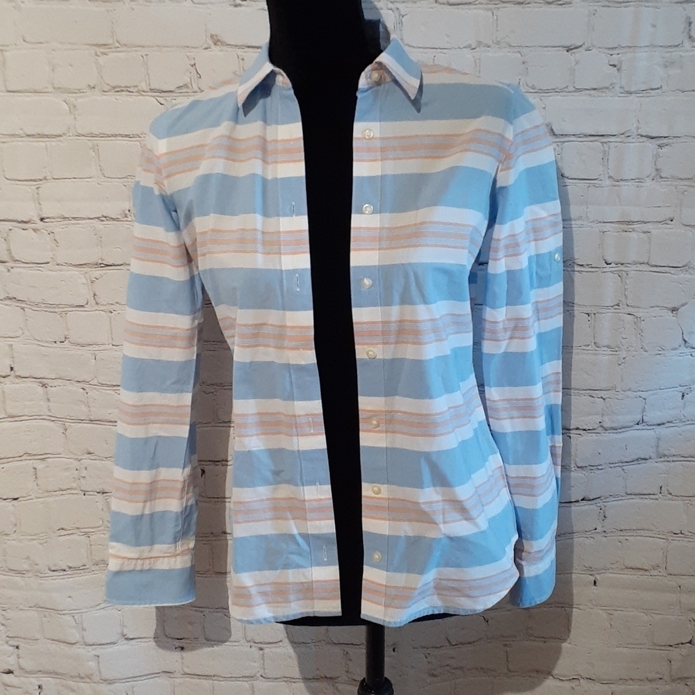 IZOD sz XS striped button down cotton top